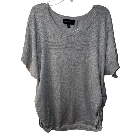 Lane Bryant knit Top Womens 14/16 Grey Side Ruching Casual Spring modest New - Picture 1 of 9